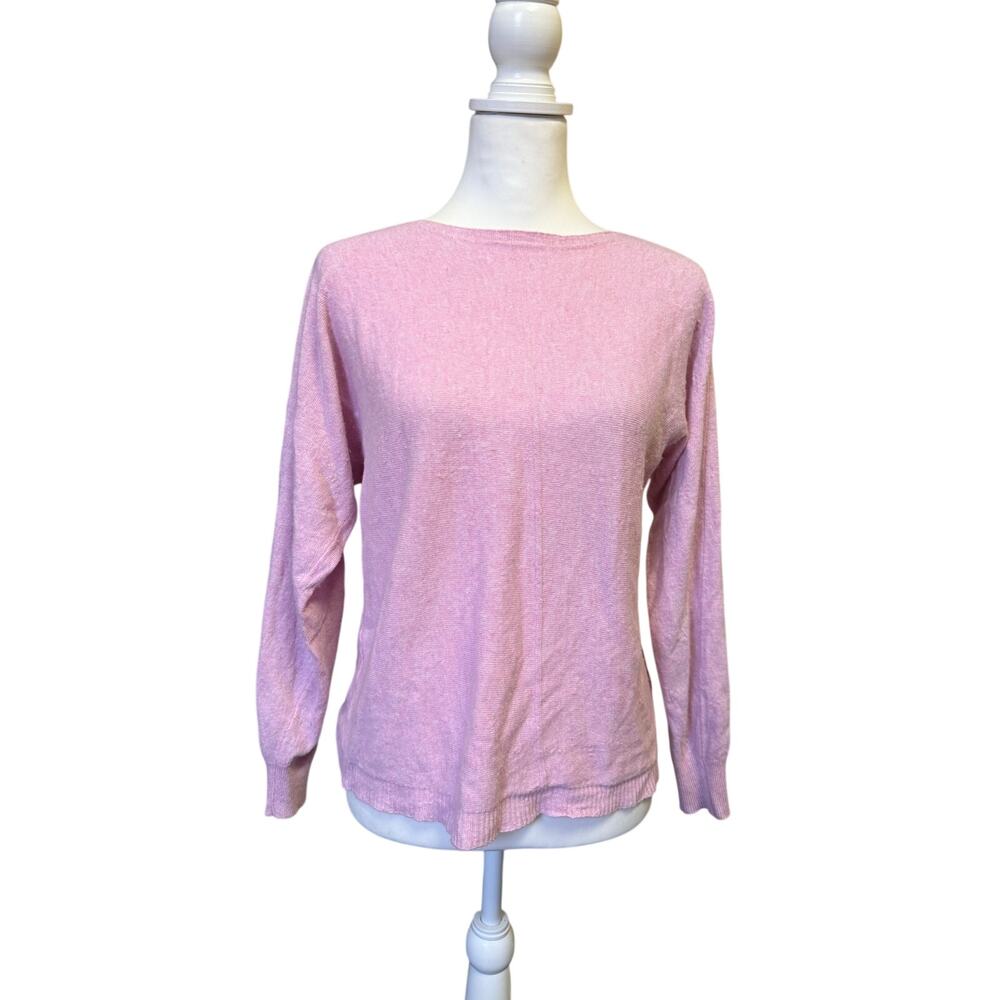 BIANCO & BLU WOMENS L CASHMERE SILK WOOL BLEND SWEATER PINK MADE IN ITALY
